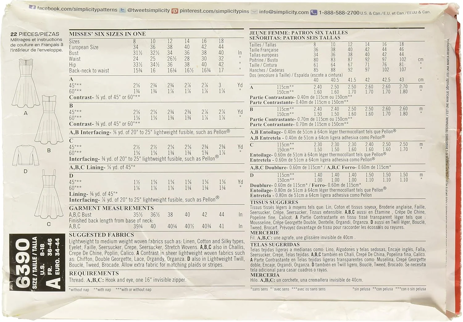 الگوی خیاطی نیو لوک 6390: لباس زنانه با دامن پفی و بولرو، سایز A، A (8-10-12-14-16-18)