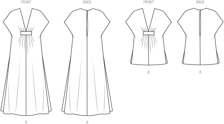 الگوی خیاطی کافتان یقه هفت زنانه نیو لوک UN6795A، کد طراحی N6795، سایزهای S-M-L-XL-XXL