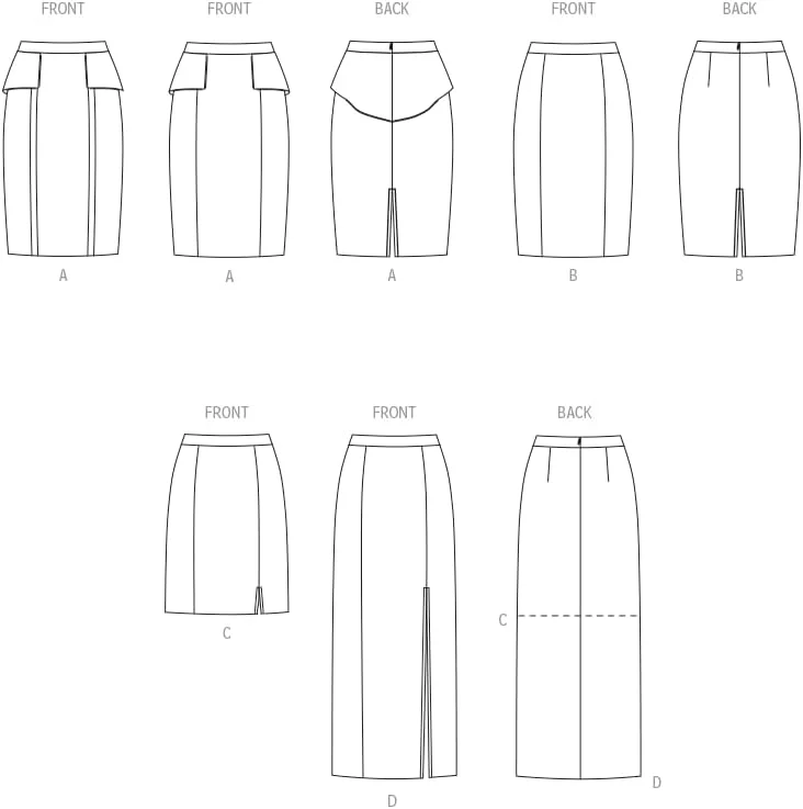 الگوی خیاطی دامن مدادی زنانه New Look UN6792A با دوخت آسان، کد طراحی N6792، سایزهای 4-6-8-10-12-14-16، چند رنگ