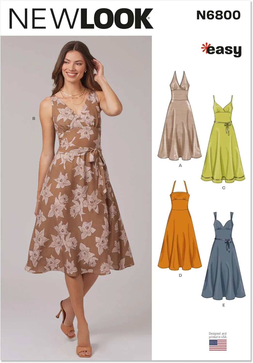 الگوی خیاطی لباس آفتابی زنانه نیو لوک UN6800A، کد طراحی N6800، سایزهای 8-10-12-14-16-18