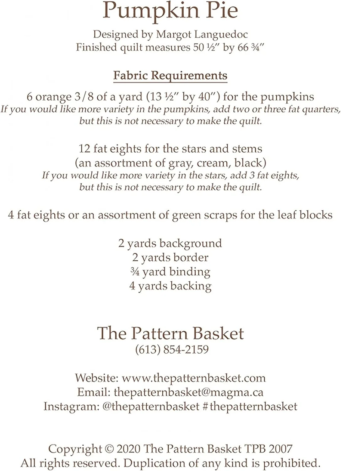 الگوی لحاف پای کدو تنبل The Pattern Basket