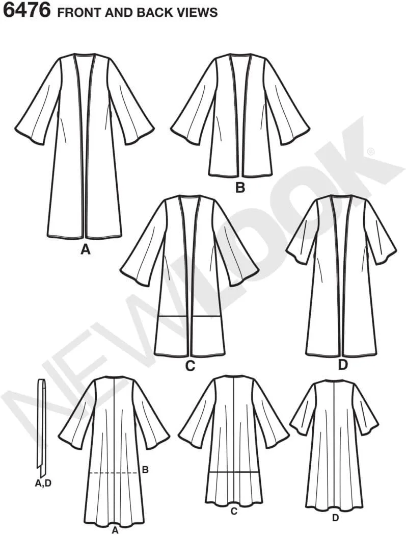 الگوی کیمونوی آسان زنانه نیو لوک 6476 با قد و آستین های متنوع