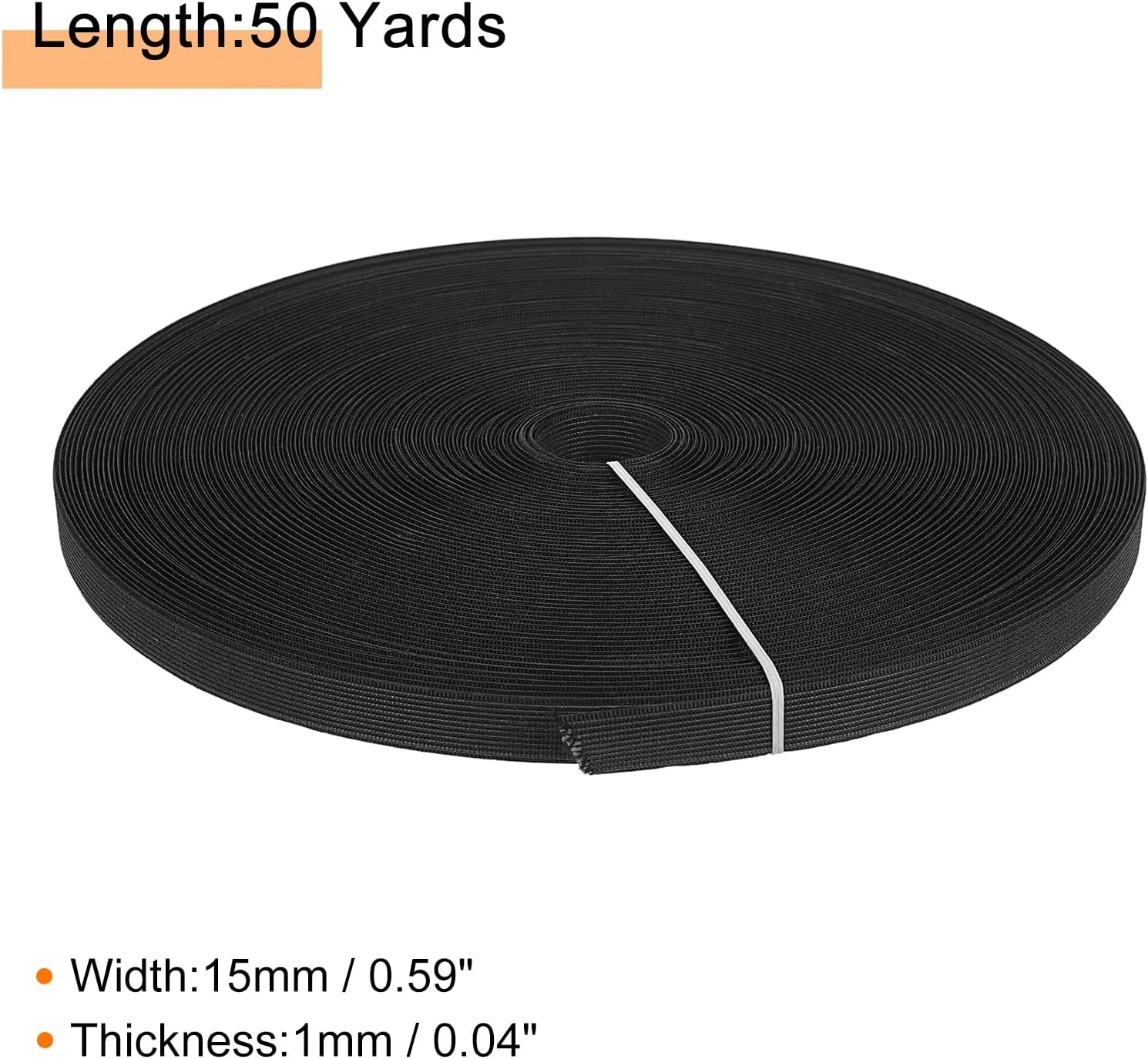 چوب خیاطی QUARKZMAN، 1 عدد 50 یارد 15 میلی متر - چوب های خیاطی پلی استر برای لباس عروسی، لباس عروسی (مشکی)