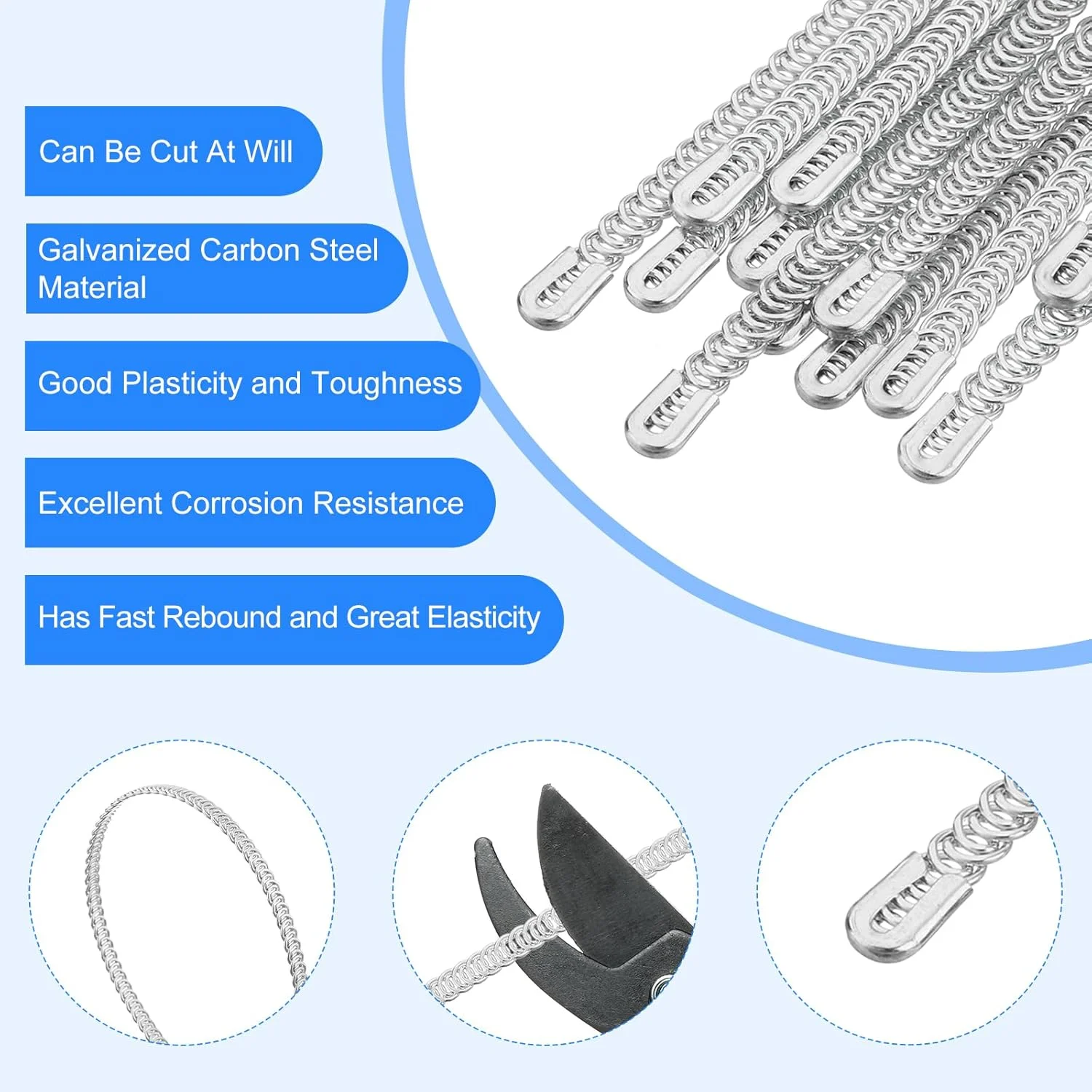بسته 8 عددی فنرهای فلزی مارپیچ QUARKZMAN، 14 اینچ فولاد کربنی گالوانیزه با نوک های برش خورده و درپوش دار برای کرست، لباس، لباس های نمایشی، صنایع دستی و خیاطی