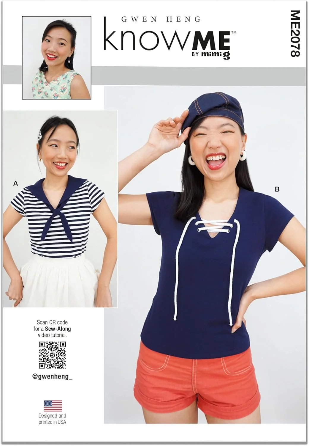 الگوی خیاطی KNOW ME مدل ME2078U5 تاپ بافتنی زنانه توسط Gwen Heng U5 (سایز 16-18-20-22-24)