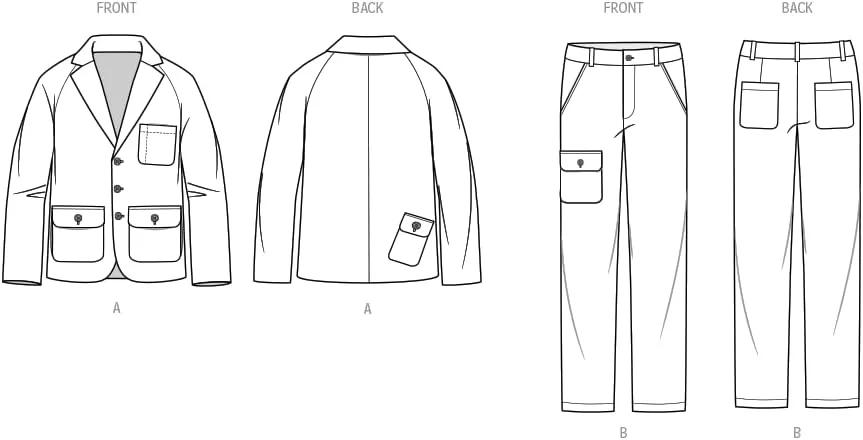 الگوی خیاطی مردانه KNOW ME مدل ME2075AA کت و شلوار توسط دانی کیو AA (سایز 34-36-38-40-42)