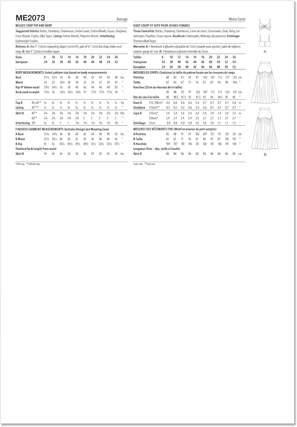 الگوی خیاطی KNOW ME مدل ME2073K5 تاپ کراپ و دامن زنانه توسط آلیشا گریس K5 (سایز 8-10-12-14-16)