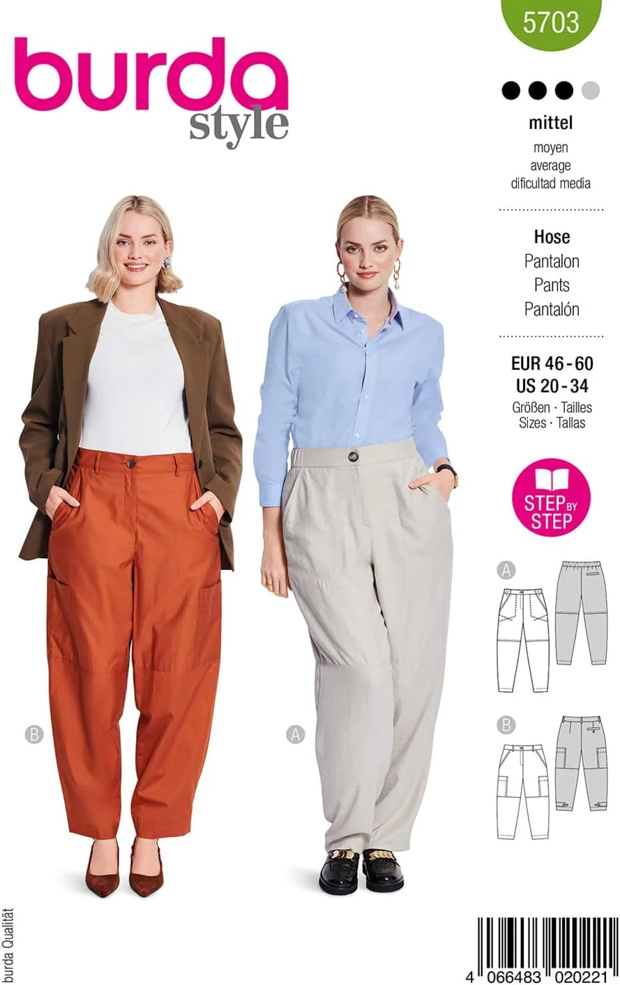 الگوی خیاطی زنانه بردا استایل مدل 5703، شلوار کارگو کژوال و شیک، سایز 46-60