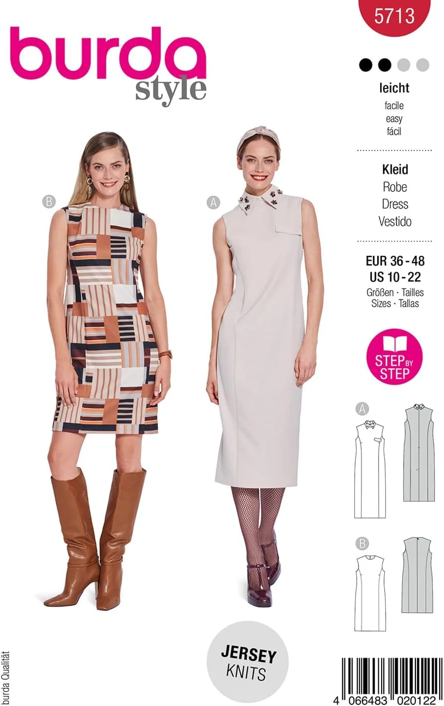 الگوی خیاطی زنانه Burda Style #5713، لباس‌های مجلسی شیک، سایز 36-46
