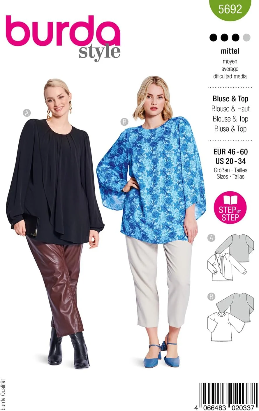 الگوی خیاطی زنانه بلوزهای شیک بوردا استایل #5692 سایز 46-60
