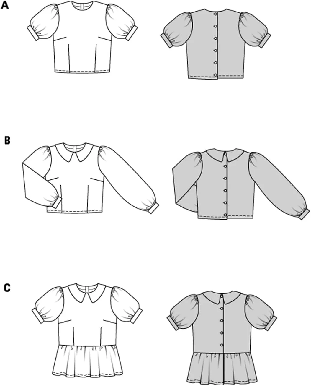 الگوی خیاطی آسان بوردا شماره 5687، بلوز زنانه با آستین پفی، سایزهای 36-46