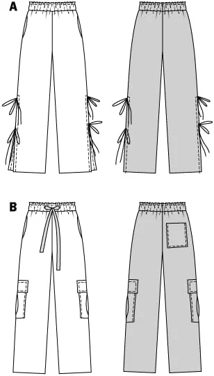 الگوی خیاطی بردا استایل شماره 5743، شلوار زنانه با چاک های بلند جانبی و شلوار کارگو با جیب های XL، سایز 36-46