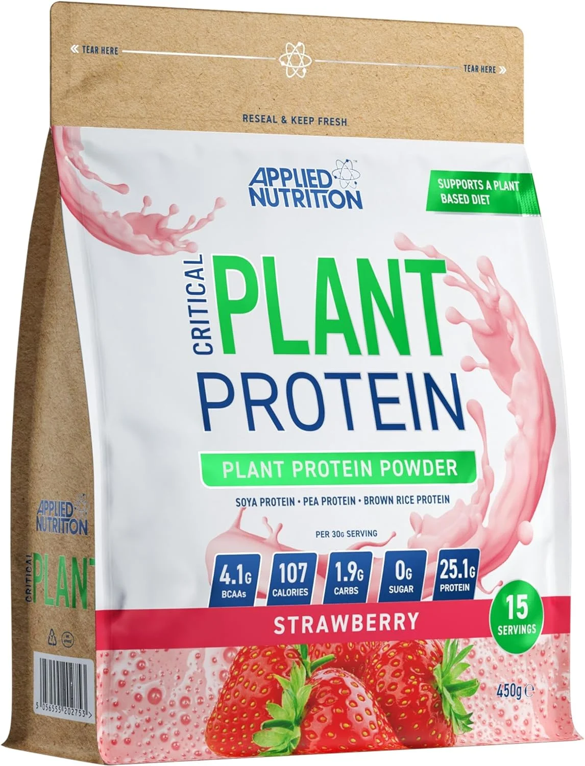 پودر پروتئین گیاهی Applied Nutrition - شیک پروتئین وگان گیاهی Critical Plant با پروتئین سویا، نخود، برنج قهوه ای و اسیدهای آمینه ضروری - مکمل ورزشی بدون لبنیات (450 گرم - 15 سروینگ) (توت فرنگی) پودر پروتئین گیاهی Applied Nutrition - شیک پروتئین وگان گیاهی Critical Plant با پروتئین سویا، نخود، برنج قهوه ای و اسیدهای آمینه ضروری - مکمل ورزشی بدون لبنیات (450 گرم - 15 سروینگ) (توت فرنگی)