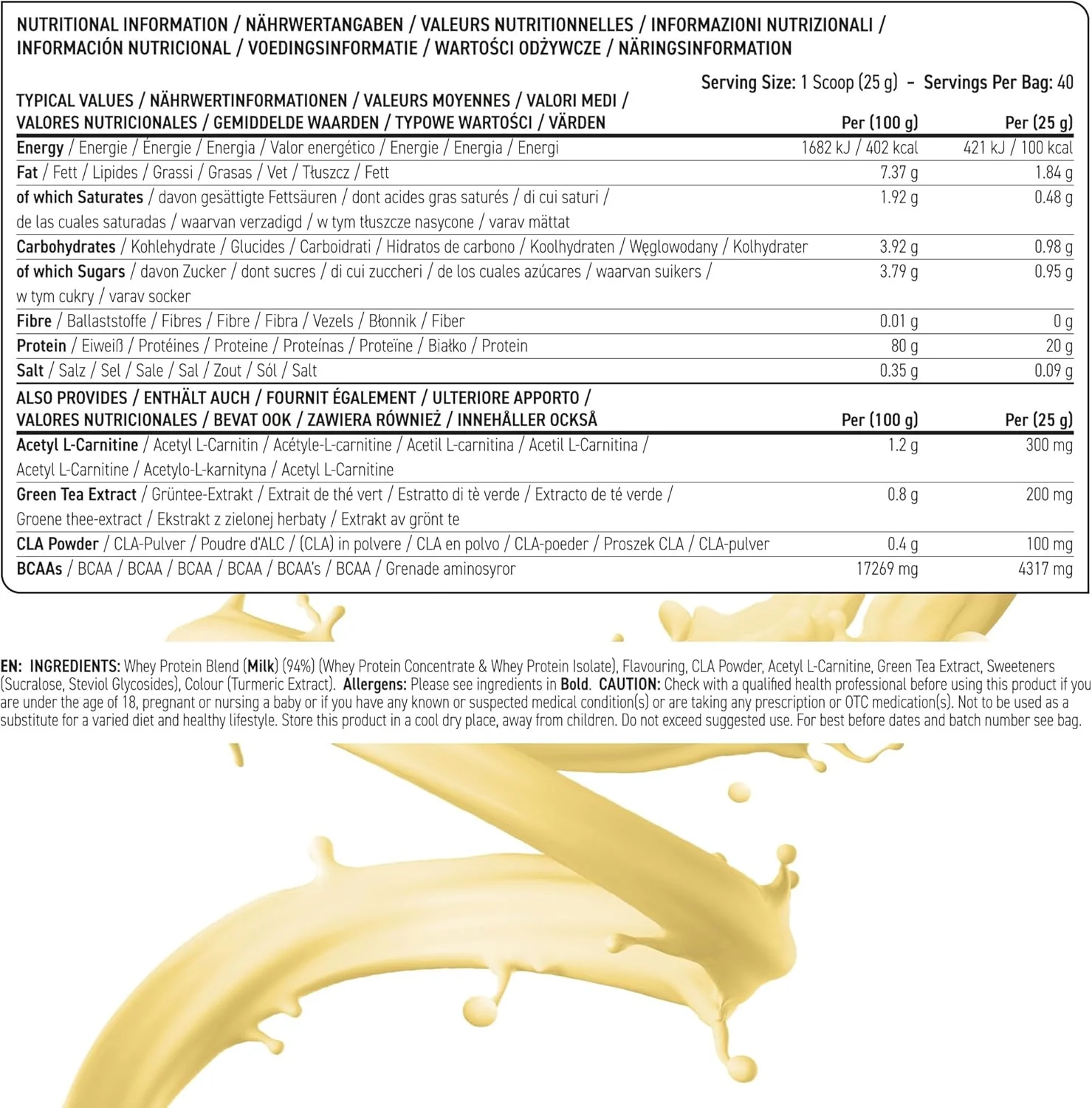 مکمل پودر پروتئین وی رژیمی Applied Nutrition، کم کربوهیدرات و شکر برای مدیریت وزن با CLA، ال کارنیتین گلد، چای سبز (1 کیلوگرم - 40 سروینگ) (میلک شیک موز)