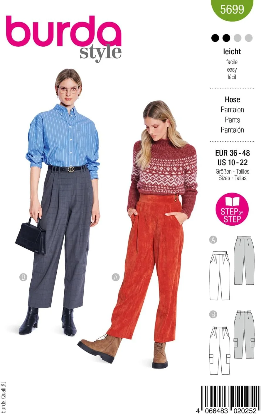 الگوی خیاطی بردا استایل شماره 5699، شلوار زنانه با جیب، سایزهای 36 تا 48