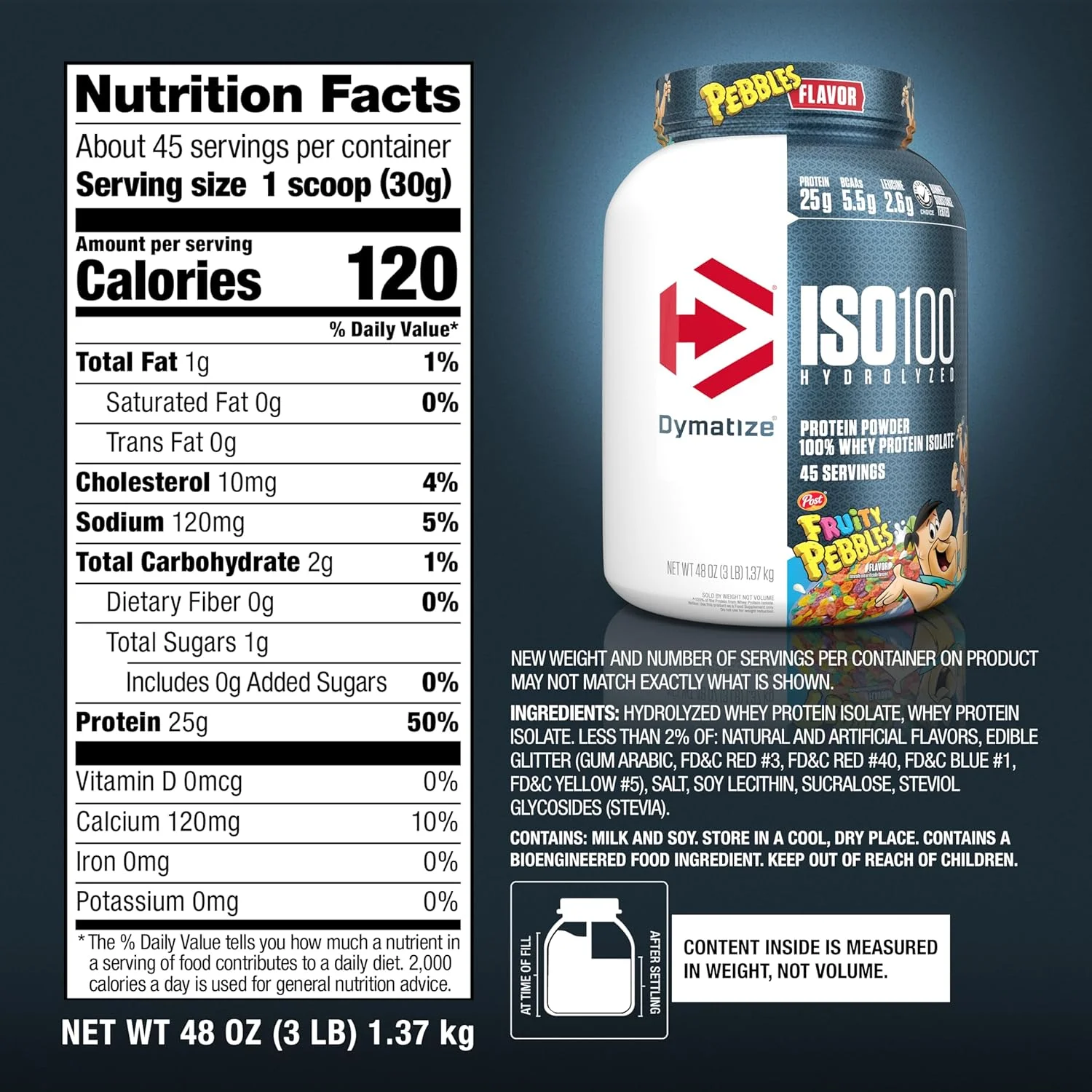 پودر پروتئین هیدرولیز شده Dymatize ISO100، پروتئین ایزوله 100% وی، 25 گرم پروتئین، 5.5 گرم BCAA، بدون گلوتن، جذب سریع، هضم آسان، Fruity Pebbles، 3 پوند پودر پروتئین هیدرولیز شده Dymatize ISO100، پروتئین ایزوله 100% وی، 25 گرم پروتئین، 5.5 گرم BCAA، بدون گلوتن، جذب سریع، هضم آسان، Fruity Pebbles، 3 پوند