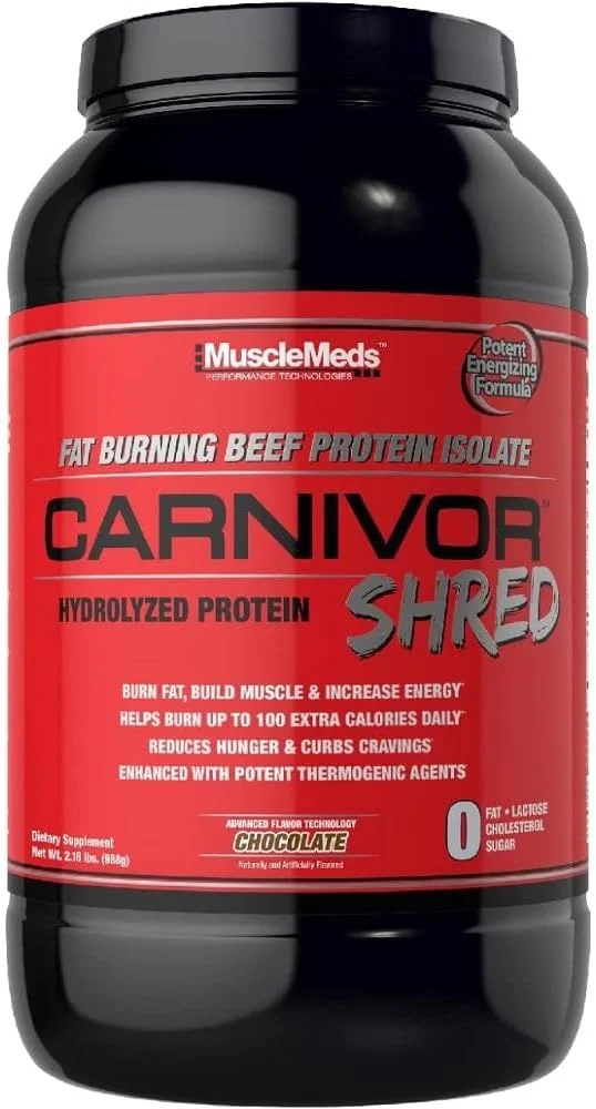 پروتئین ایزوله گوشت گاو هیدرولیز شده چربی سوز MuscleMeds Carnivor Shred، شکلاتی، 2.28 پوند