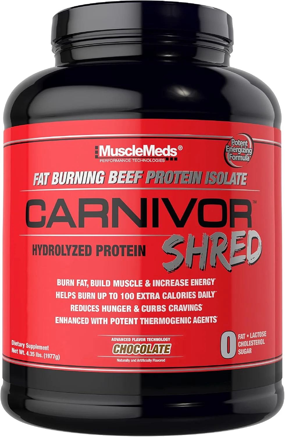 MuscleMeds Carnivor Shred پروتئین ایزوله گوشت گاو هیدرولیز شده چربی سوز، بدون لاکتوز، بدون شکر، بدون چربی، شکلاتی، 4.36 پوند - حلال