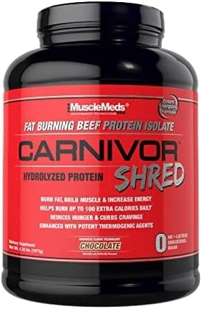 MuscleMeds Carnivor Shred پروتئین ایزوله گوشت گاو هیدرولیز شده چربی سوز، بدون لاکتوز، بدون شکر، بدون چربی، شکلاتی، 4.36 پوند - حلال MuscleMeds Carnivor Shred پروتئین ایزوله گوشت گاو هیدرولیز شده چربی سوز، بدون لاکتوز، بدون شکر، بدون چربی، شکلاتی، 4.36 پوند - حلال