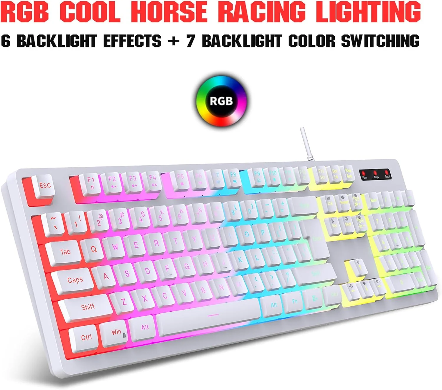 ست کیبورد و ماوس گیمینگ HXSJ، نور پس زمینه RGB LED، حس مکانیکی، سیم دار، کلیدهای PBT، کابل USB برای PC/Mac (سفید) ست کیبورد و ماوس گیمینگ HXSJ، نور پس زمینه RGB LED، حس مکانیکی، سیم دار، کلیدهای PBT، کابل USB برای PC/Mac (سفید)