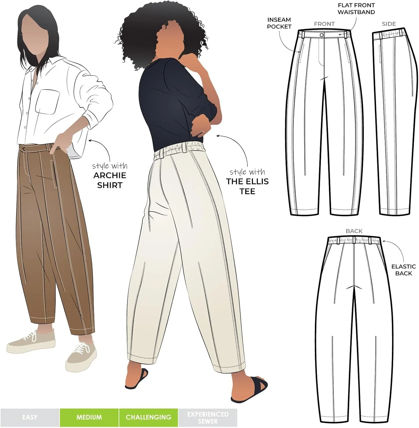 الگوی خیاطی Style Arc - شلوار بافته شده Twig (سایزهای 18-30)