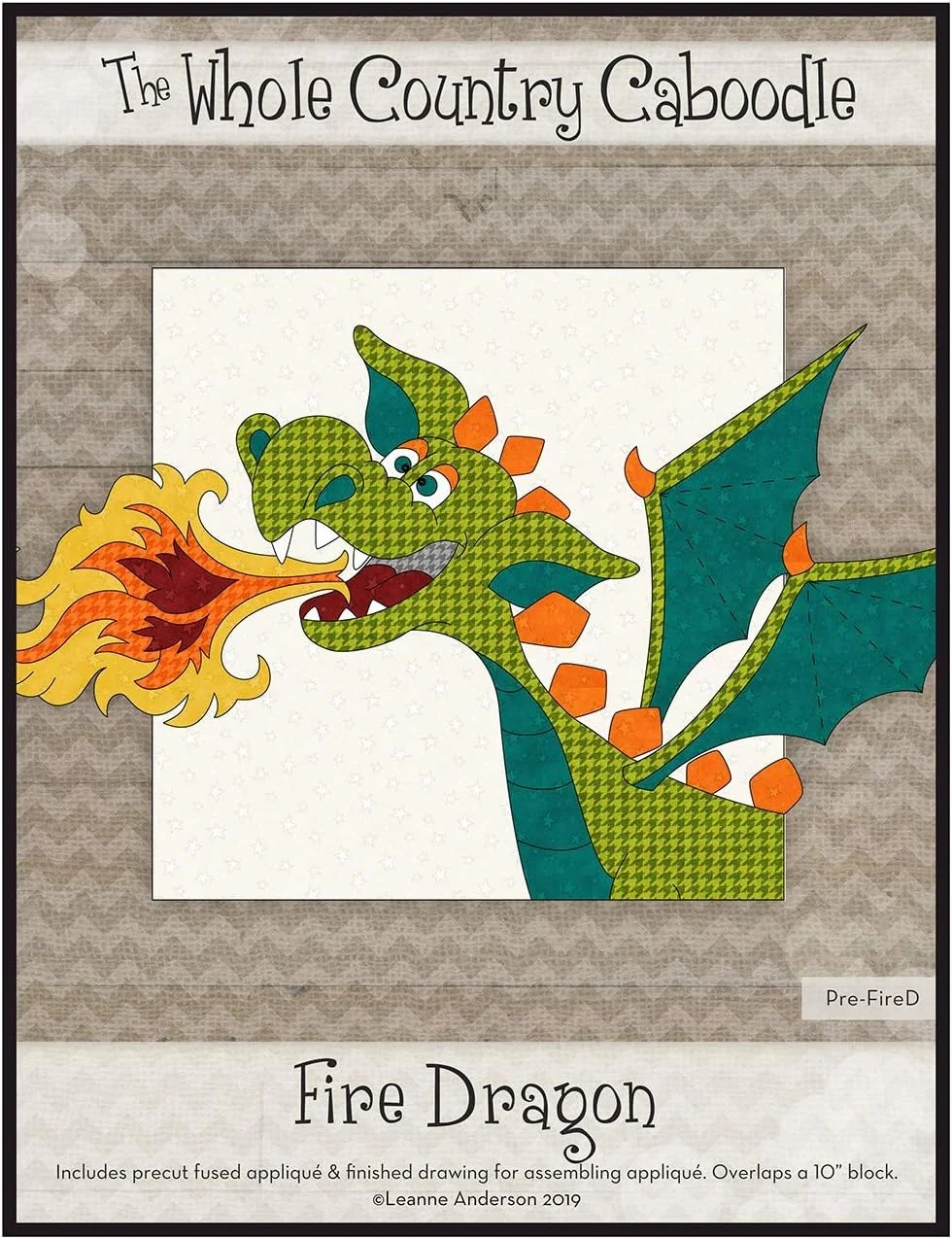 پک طرح اپلیکه فیوز شده از پیش برش خورده اژدهای آتشین Whole Country Caboodle، بدون