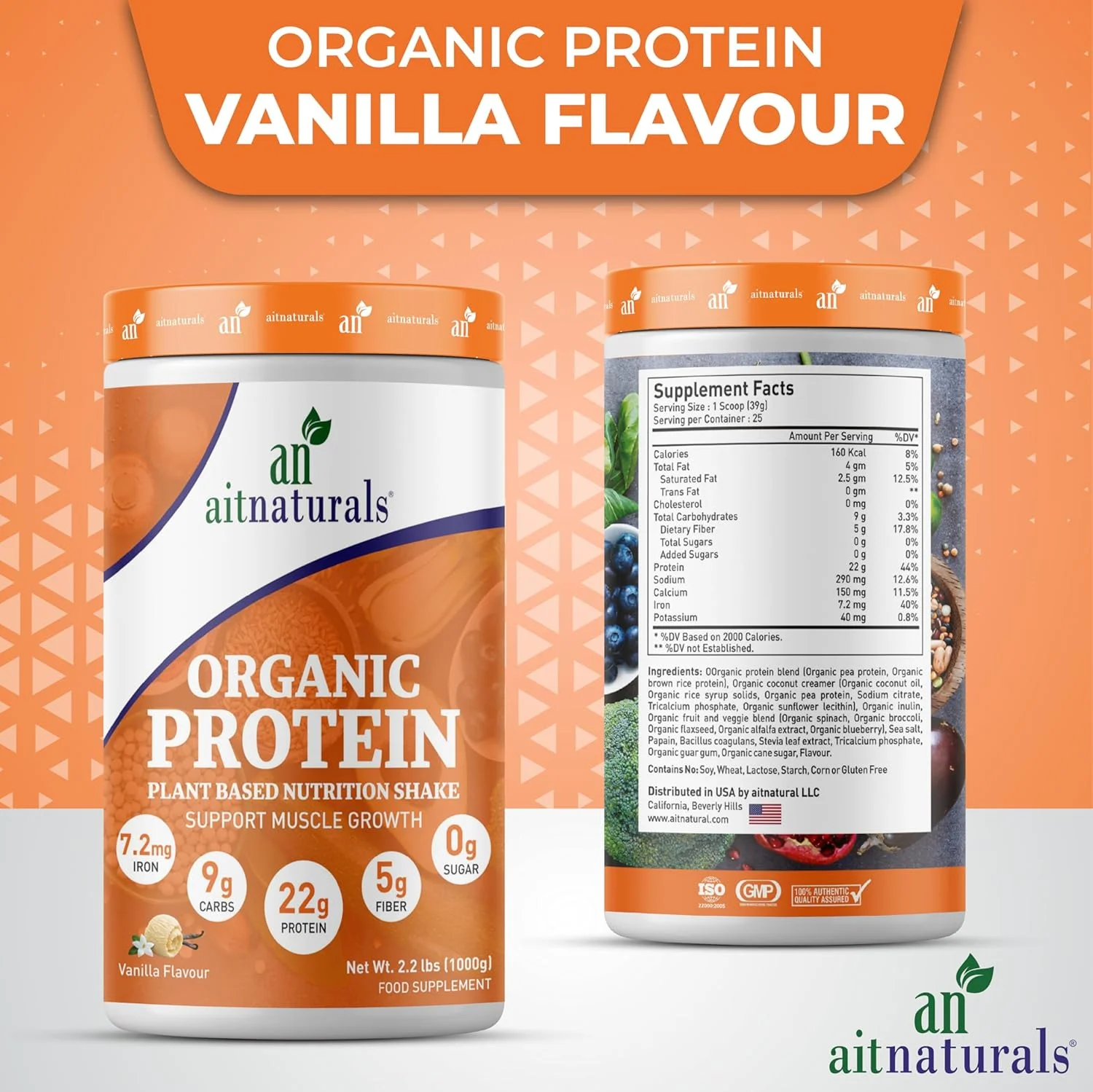 پودر پروتئین ارگانیک گیاهی Aitnaturals با طعم وانیل فرانسوی، 1 کیلوگرم، 2.2 پوند، 25 سروینگ - 20 گرم پروتئین نخود فرنگی در هر سروینگ | ایده آل برای اسموتی ها و شیک ها | پشتیبانی از رشد عضلات و ریکاوری بعد از تمرین، وگان پودر پروتئین ارگانیک گیاهی Aitnaturals با طعم وانیل فرانسوی، 1 کیلوگرم، 2.2 پوند، 25 سروینگ - 20 گرم پروتئین نخود فرنگی در هر سروینگ | ایده آل برای اسموتی ها و شیک ها | پشتیبانی از رشد عضلات و ریکاوری بعد از تمرین، وگان