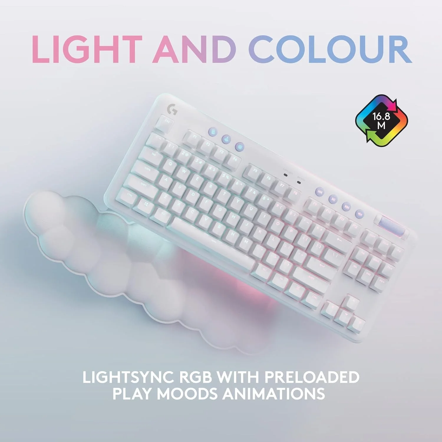 کیبورد گیمینگ مکانیکی بی سیم Logitech G G715 با نورپردازی LIGHTSYNC RGB، LIGHTSPEED، سوئیچ های لمسی (GX Brown) و استراحتگاه مچ دست، سازگار با PC و Mac - مه سفید کیبورد گیمینگ مکانیکی بی سیم Logitech G G715 با نورپردازی LIGHTSYNC RGB، LIGHTSPEED، سوئیچ های لمسی (GX Brown) و استراحتگاه مچ دست، سازگار با PC و Mac - مه سفید