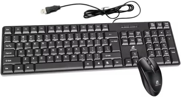 ست کیبورد و ماوس سیم دار USB، سایز کامل، مشکی ست کیبورد و ماوس سیم دار USB، سایز کامل، مشکی