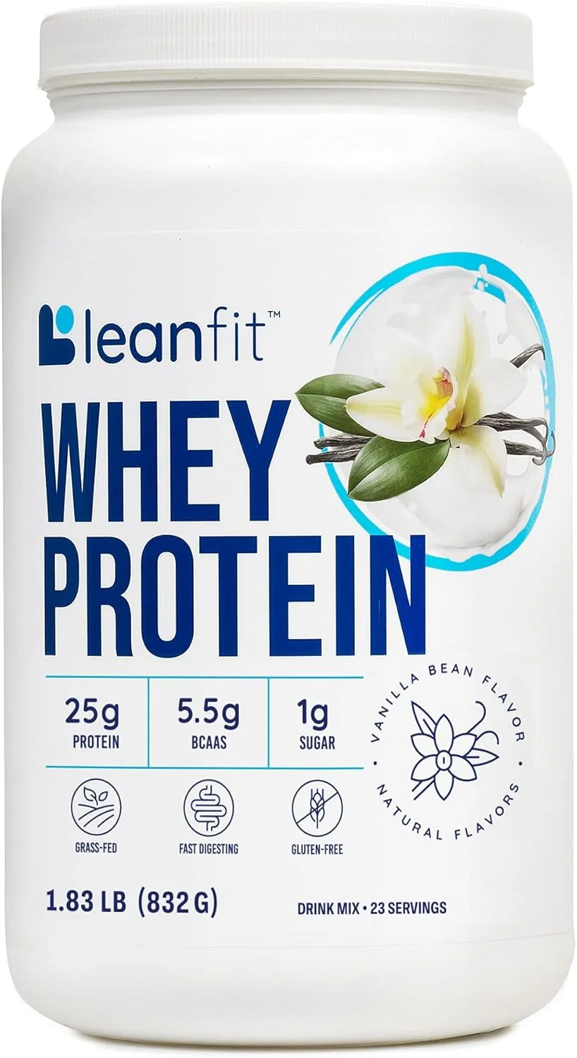 پودر پروتئین وی LEANFIT، وانیل طبیعی، 25 گرم پروتئین، 23 سروینگ، 832 گرم (1.83 پوند) پودر پروتئین وی LEANFIT، وانیل طبیعی، 25 گرم پروتئین، 23 سروینگ، 832 گرم (1.83 پوند)