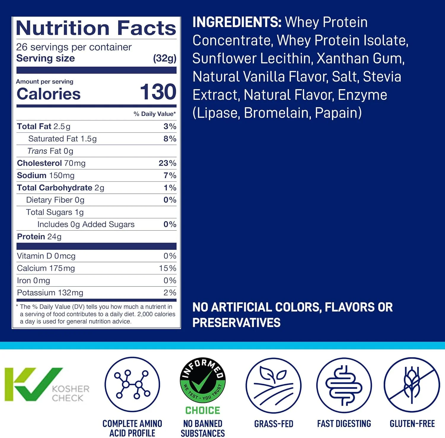 پودر پروتئین وی LEANFIT، وانیل طبیعی، 25 گرم پروتئین، 23 سروینگ، 832 گرم (1.83 پوند) پودر پروتئین وی LEANFIT، وانیل طبیعی، 25 گرم پروتئین، 23 سروینگ، 832 گرم (1.83 پوند)