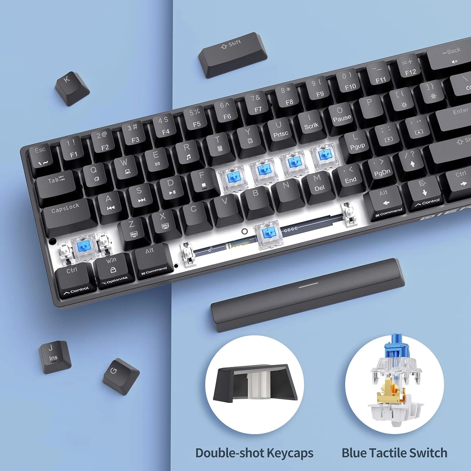 کیبورد گیمینگ مکانیکی 60% DIERYA DK61SE، 61 کلید Anti-Ghosting، نور پس زمینه LED، کیبورد مینی سیمی فوق العاده جمع و جور با سوئیچ آبی کلیکی برای گیمر تایپیست کامپیوتر لپ تاپ ویندوز (مشکی) کیبورد گیمینگ مکانیکی 60% DIERYA DK61SE، 61 کلید Anti-Ghosting، نور پس زمینه LED، کیبورد مینی سیمی فوق العاده جمع و جور با سوئیچ آبی کلیکی برای گیمر تایپیست کامپیوتر لپ تاپ ویندوز (مشکی)