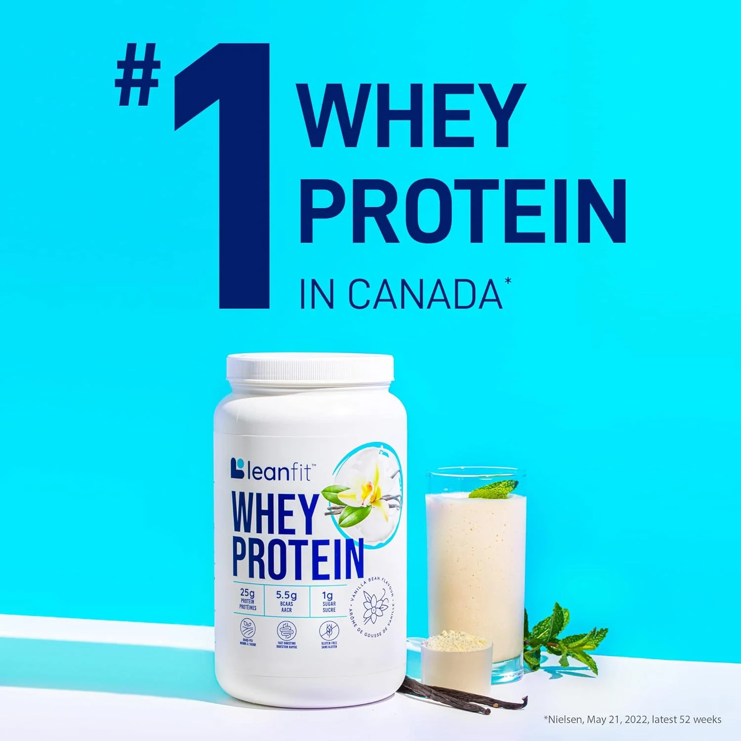 پودر پروتئین وی LEANFIT، وانیل طبیعی، 25 گرم پروتئین، 23 سروینگ، 832 گرم (1.83 پوند) پودر پروتئین وی LEANFIT، وانیل طبیعی، 25 گرم پروتئین، 23 سروینگ، 832 گرم (1.83 پوند)