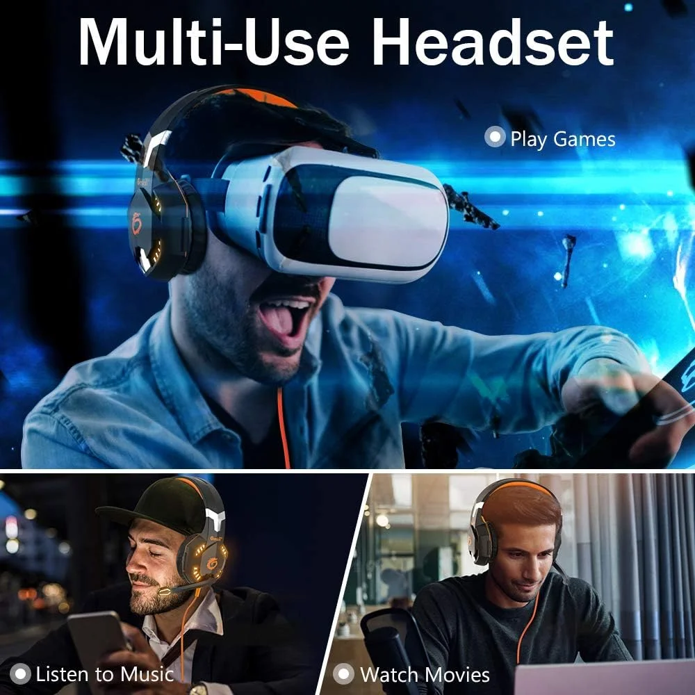 هدست گیمینگ استریو eWINNER G2000 برای ایکس باکس وان PS4 PC، هدفون دور گوشی با صدای فراگیر و میکروفون حذف نویز، چراغ های LED، کنترل صدا برای لپ تاپ مک PS3 آیپد نینتندو سوییچ - نارنجی هدست گیمینگ استریو eWINNER G2000 برای ایکس باکس وان PS4 PC، هدفون دور گوشی با صدای فراگیر و میکروفون حذف نویز، چراغ های LED، کنترل صدا برای لپ تاپ مک PS3 آیپد نینتندو سوییچ - نارنجی