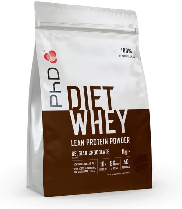 پودر پروتئین رژیمی PhD Nutrition Diet Whey High Protein Lean Matrix | پودر پروتئین شکلات بلژیکی کم کالری | کیسه 1 کیلوگرمی، 40 سروینگ پودر پروتئین رژیمی PhD Nutrition Diet Whey High Protein Lean Matrix | پودر پروتئین شکلات بلژیکی کم کالری | کیسه 1 کیلوگرمی، 40 سروینگ