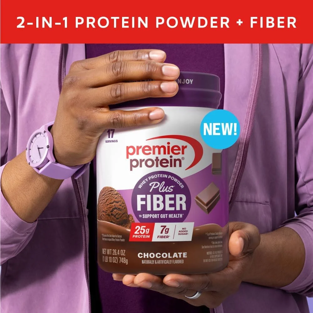 پودر پروتئین Premier Protein Protein Plus Fiber، 25 گرم پروتئین، 7 گرم فیبر، شکلاتی، 17 سروینگ پودر پروتئین Premier Protein Protein Plus Fiber، 25 گرم پروتئین، 7 گرم فیبر، شکلاتی، 17 سروینگ