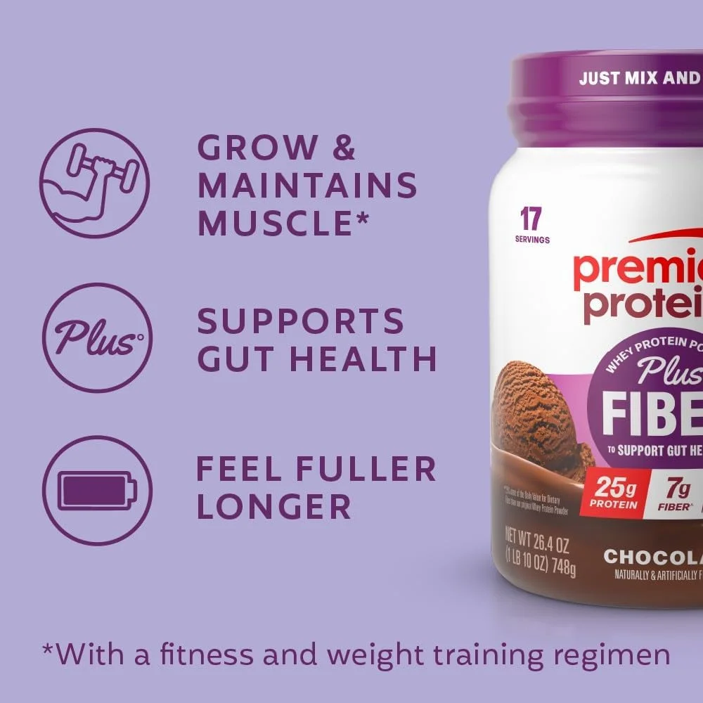 پودر پروتئین Premier Protein Protein Plus Fiber، 25 گرم پروتئین، 7 گرم فیبر، شکلاتی، 17 سروینگ پودر پروتئین Premier Protein Protein Plus Fiber، 25 گرم پروتئین، 7 گرم فیبر، شکلاتی، 17 سروینگ