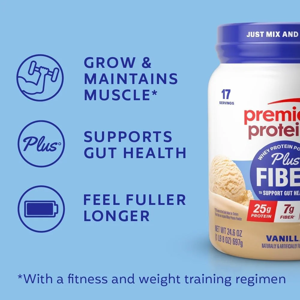 پودر پروتئین Premier Protein Protein Plus Fiber، 25 گرم پروتئین، 7 گرم فیبر، وانیلی، 17 سروینگ پودر پروتئین Premier Protein Protein Plus Fiber، 25 گرم پروتئین، 7 گرم فیبر، وانیلی، 17 سروینگ