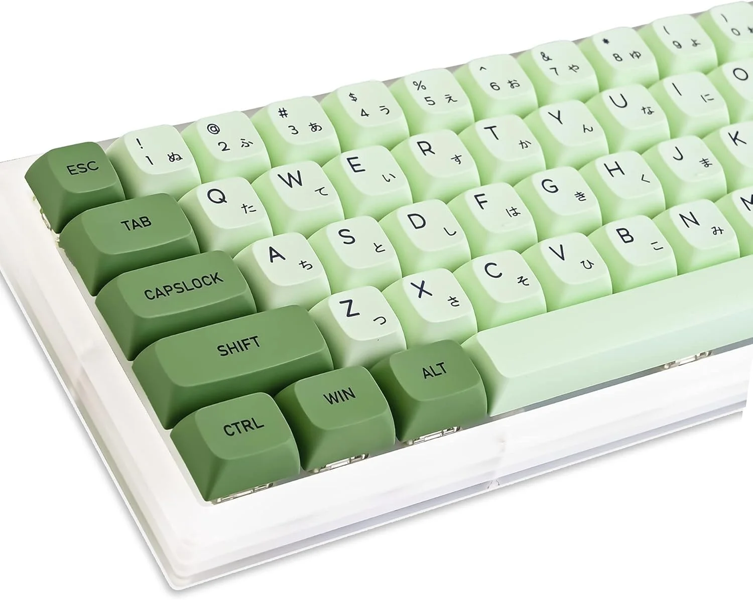 ست 122 عددی کلاهک کلید ژاپنی پروفایل XDA GTSP PBT برای پوشش کلیدهای Cherry MX کیبوردهای گیمینگ 60% 65% Tenkeyless (Matcha)