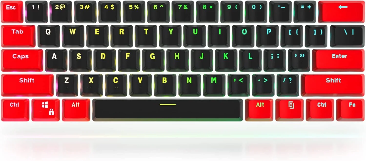 Guffercty kred GTSP و کلیدهای مشکی 60% درصد PBT مجموعه کلید با کلید فاصله 6.25U برای صفحه کلید گیمینگ سوئیچ های Cherry MX Gateron Kailh (فقط کلیدها)