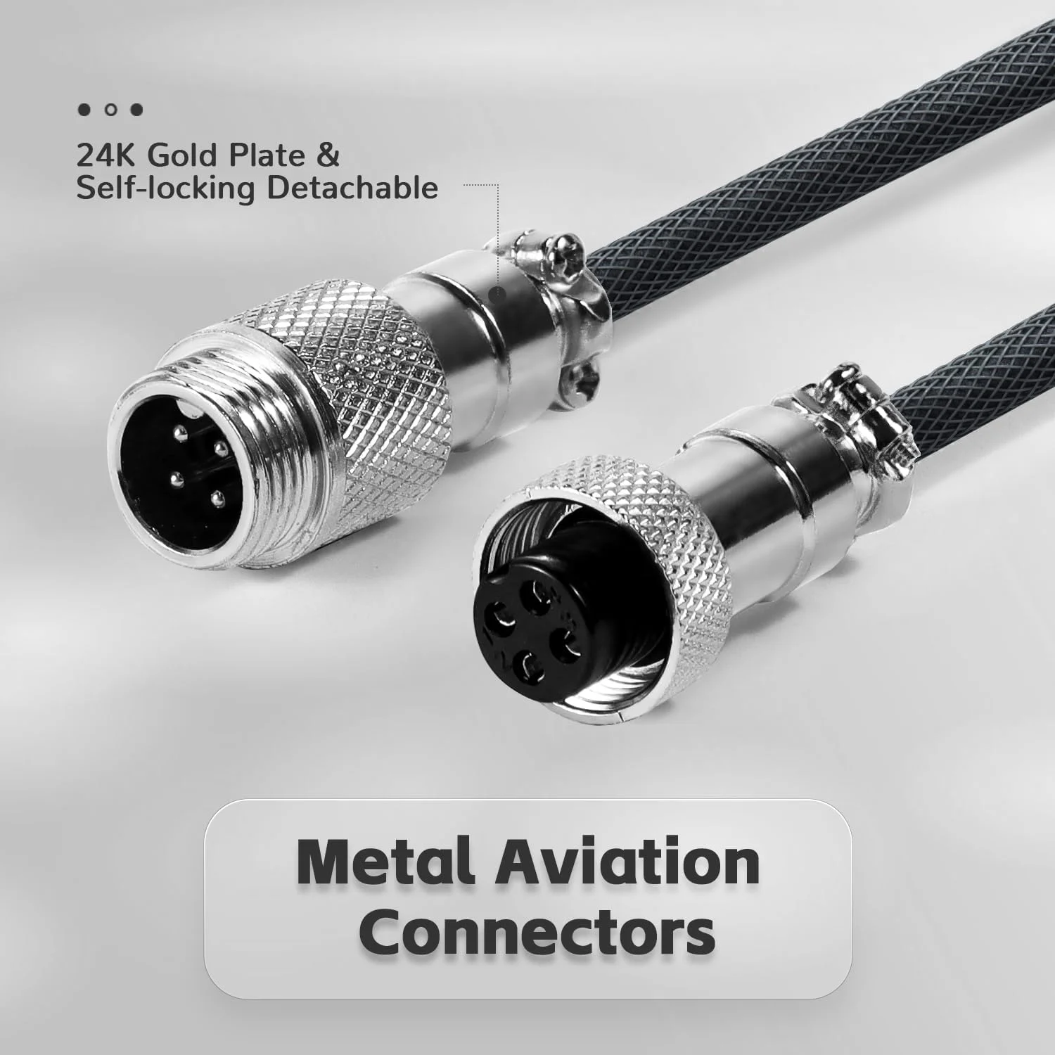 کابل صفحه کلید فنری سفارشی - USB-C به A Aviator با مجموعه سیم پیچ آلیاژ آلومینیوم جامد برای صفحه کلید گیمینگ، PS4، PS5، Xbox - فلزی جداشدنی بافته شده دو روکش مارپیچ کابل صفحه کلید فنری سفارشی - USB-C به A Aviator با مجموعه سیم پیچ آلیاژ آلومینیوم جامد برای صفحه کلید گیمینگ، PS4، PS5، Xbox - فلزی جداشدنی بافته شده دو روکش مارپیچ