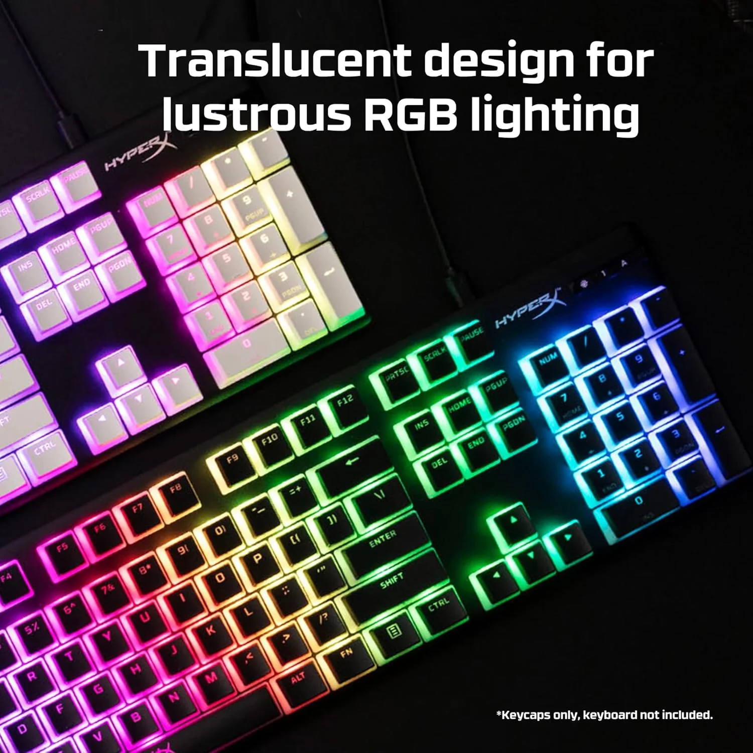 کلیدهای کیبورد Hyperx Hkcpxp-Bk-Us/G مدل Pudding با نورپردازی RGB مجموعه کامل کلید (مشکی PBT) - طرح بندی ایالات متحده