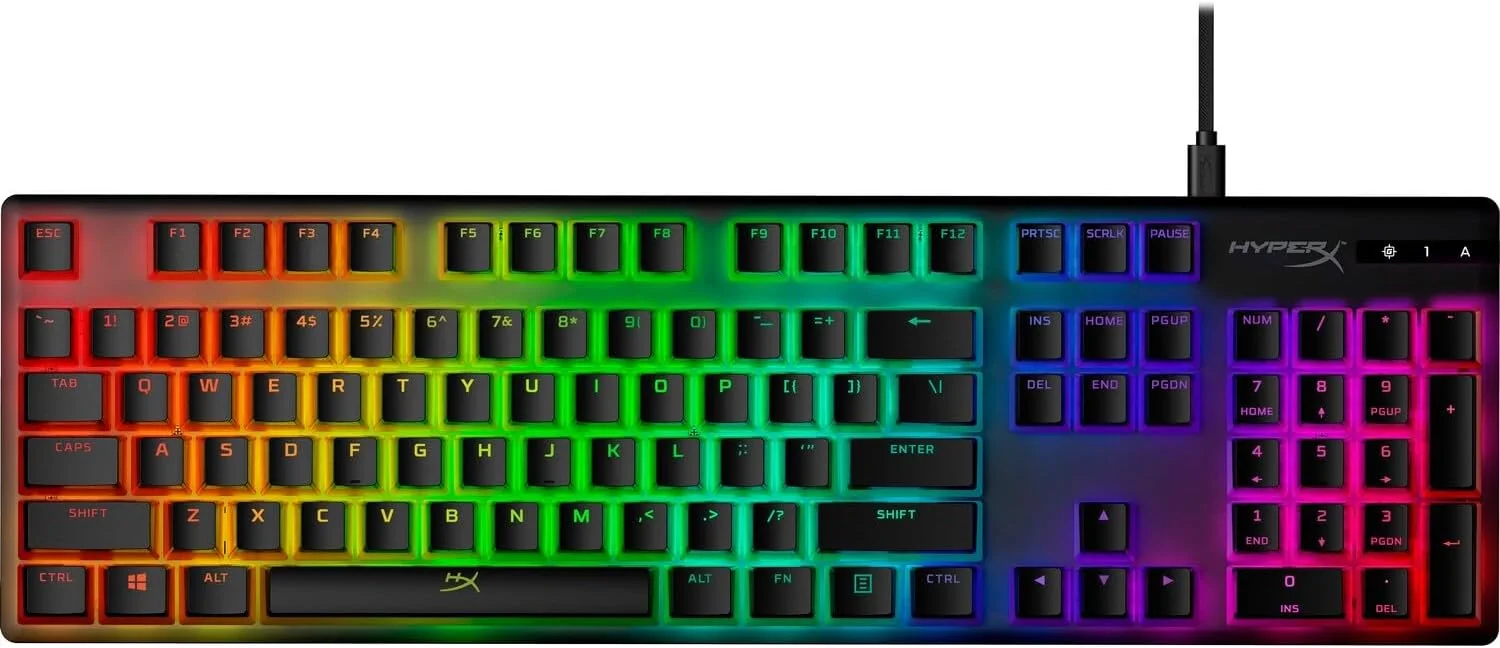 کلیدهای کیبورد Hyperx Hkcpxp-Bk-Us/G مدل Pudding با نورپردازی RGB مجموعه کامل کلید (مشکی PBT) - طرح بندی ایالات متحده
