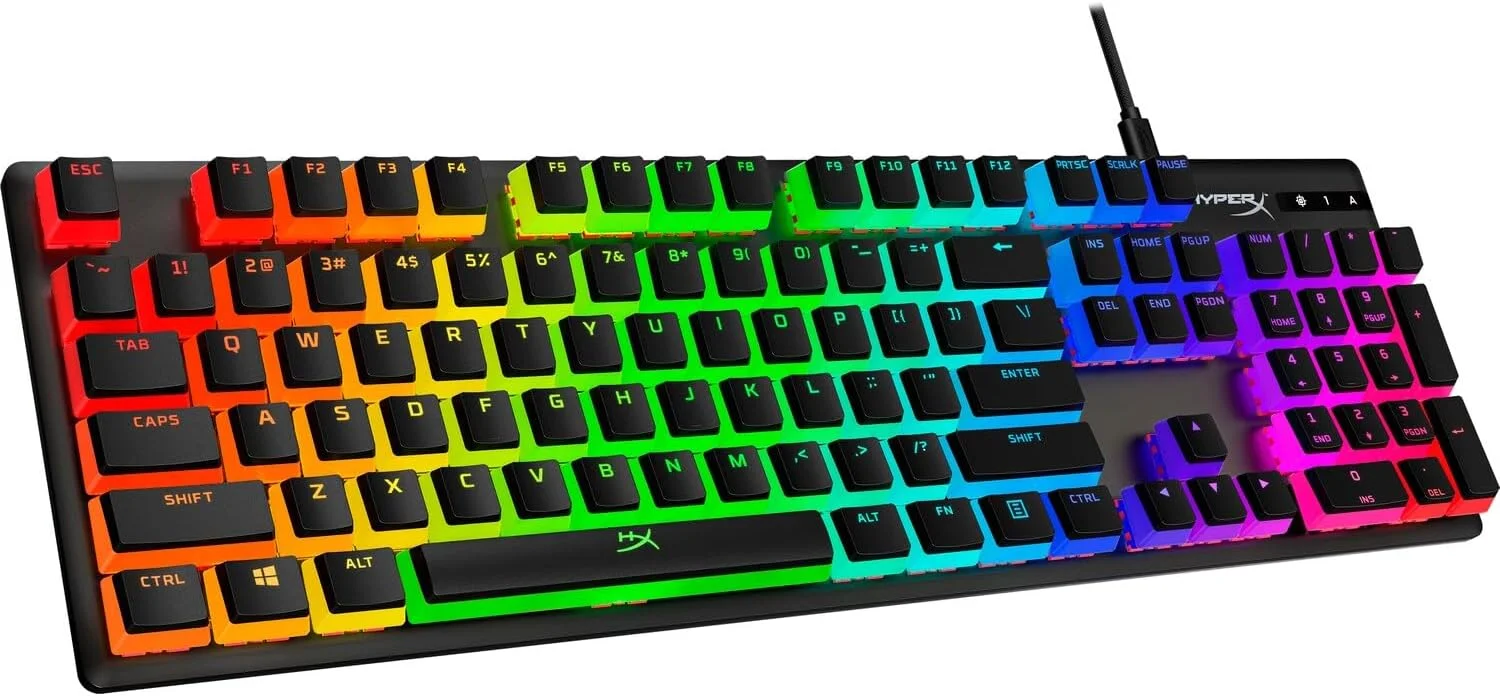 کلیدهای کیبورد Hyperx Hkcpxp-Bk-Us/G مدل Pudding با نورپردازی RGB مجموعه کامل کلید (مشکی PBT) - طرح بندی ایالات متحده