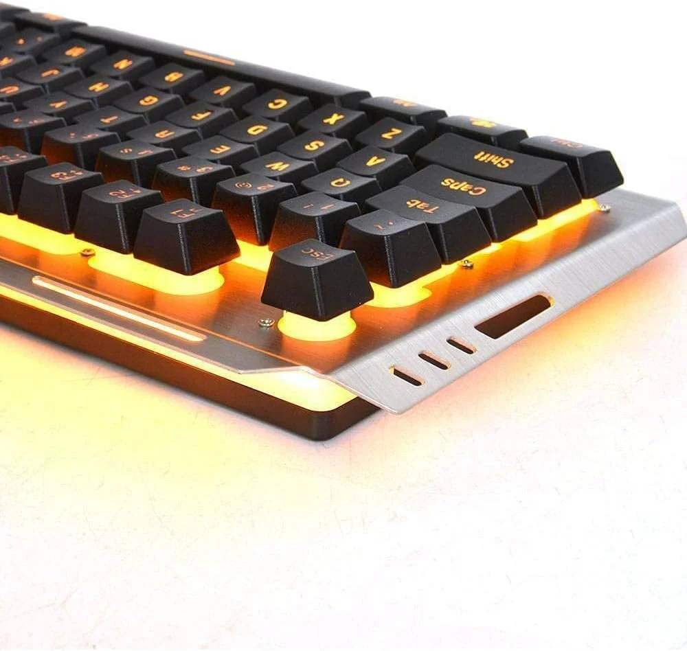 ست کیبورد و ماوس گیمینگ مکانیکال سیم دار USB با نور پس زمینه LED و طراحی ارگونومیک