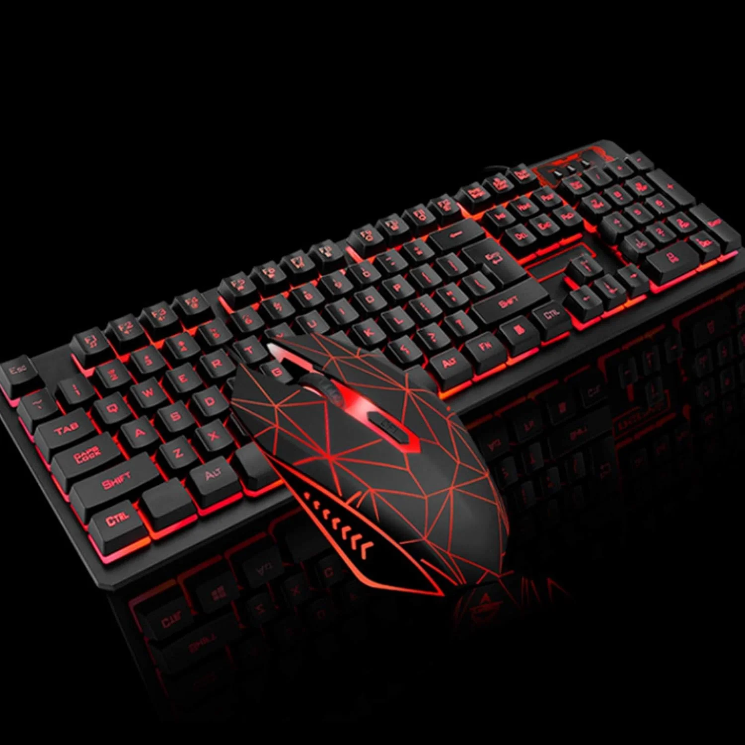 ست کیبورد و ماوس گیمینگ DFBTYG، ست رومیزی USB سیم دار کیبورد، با ماوس نورانی و نور پس زمینه، برای کامپیوتر لپ تاپ، کار یا بازی