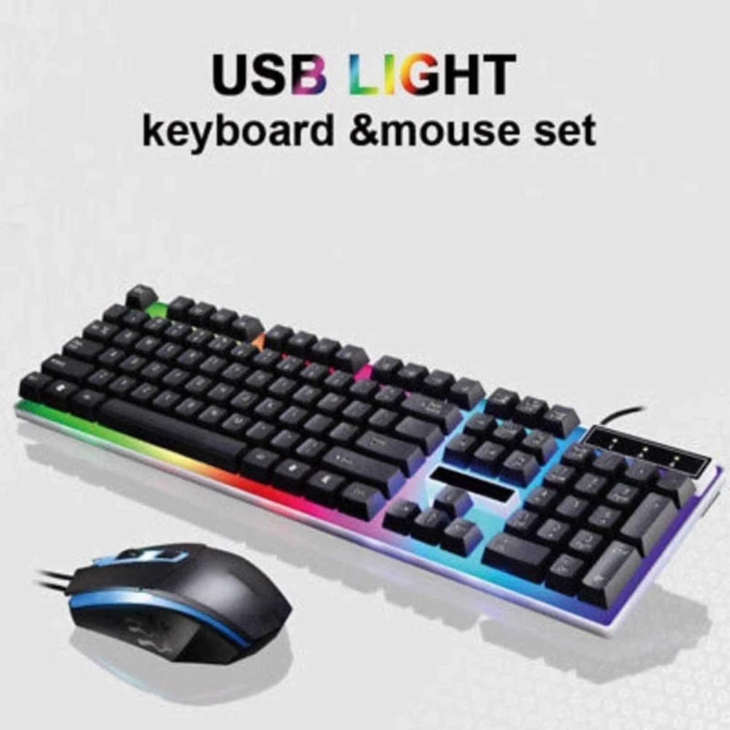 مجموعه کیبورد و ماوس گیمینگ مکانیکی FAZIRAN MNDEAN، LED رنگین کمانی، اتصال USB سیمی (مشکی)
