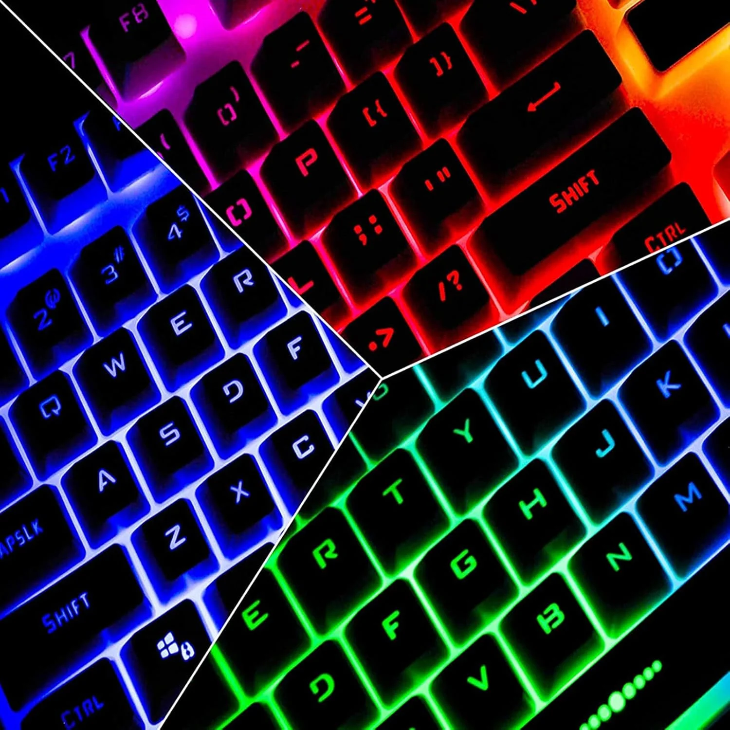 مجموعه کیبورد و ماوس گیمینگ مکانیکی FAZIRAN MNDEAN، LED رنگین کمانی، اتصال USB سیمی (مشکی)