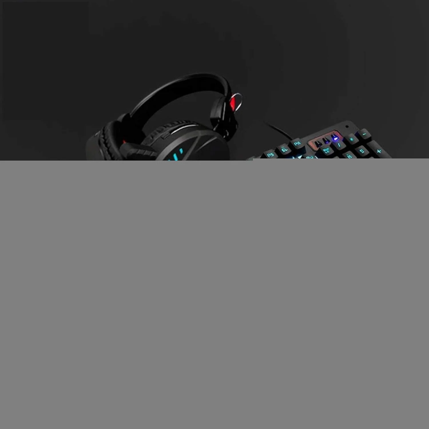 ست کیبورد، هدست ماوس سیمی با نور پس زمینه سه رنگ، برای استفاده در کامپیوتر، لپ تاپ، ست کیبورد گیمینگ (مشکی (آبی یخی)) ست کیبورد، هدست ماوس سیمی با نور پس زمینه سه رنگ، برای استفاده در کامپیوتر، لپ تاپ، ست کیبورد گیمینگ (مشکی (آبی یخی))