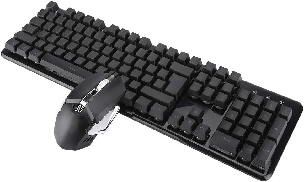 کیبورد بی سیم 620، کیبورد و ماوس گیمینگ با نورپردازی و شارژ بی سیم، 104 کلید USB (یخی آبی)